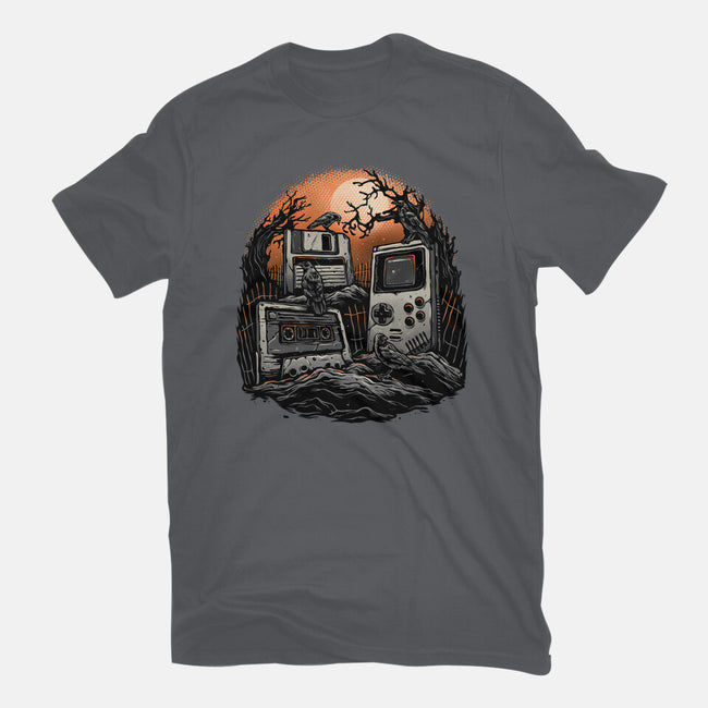 Retro Graveyard-Mens-Heavyweight-Tee-glitchygorilla