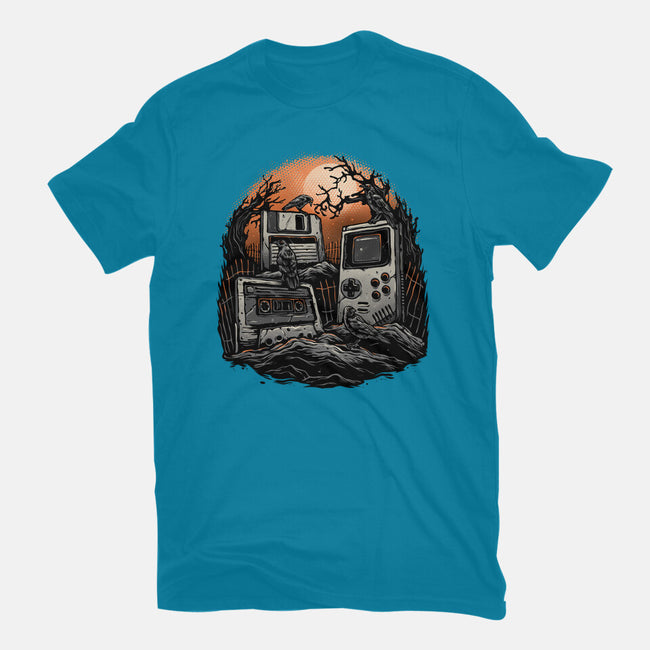 Retro Graveyard-Mens-Heavyweight-Tee-glitchygorilla