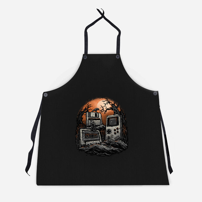 Retro Graveyard-Unisex-Kitchen-Apron-glitchygorilla