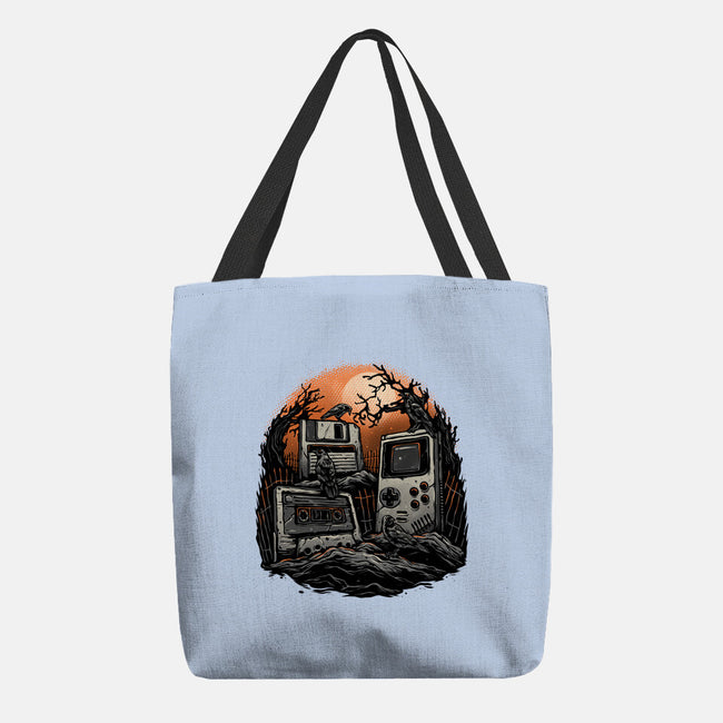 Retro Graveyard-None-Basic Tote-Bag-glitchygorilla
