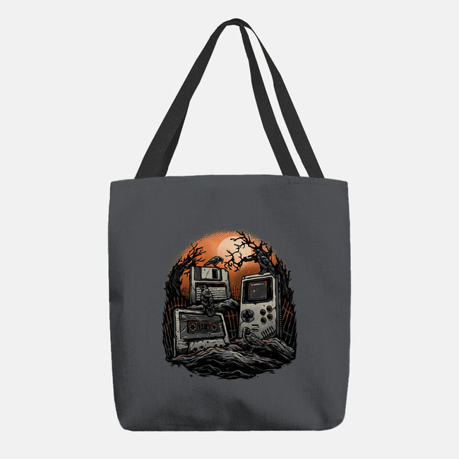 Retro Graveyard-None-Basic Tote-Bag-glitchygorilla