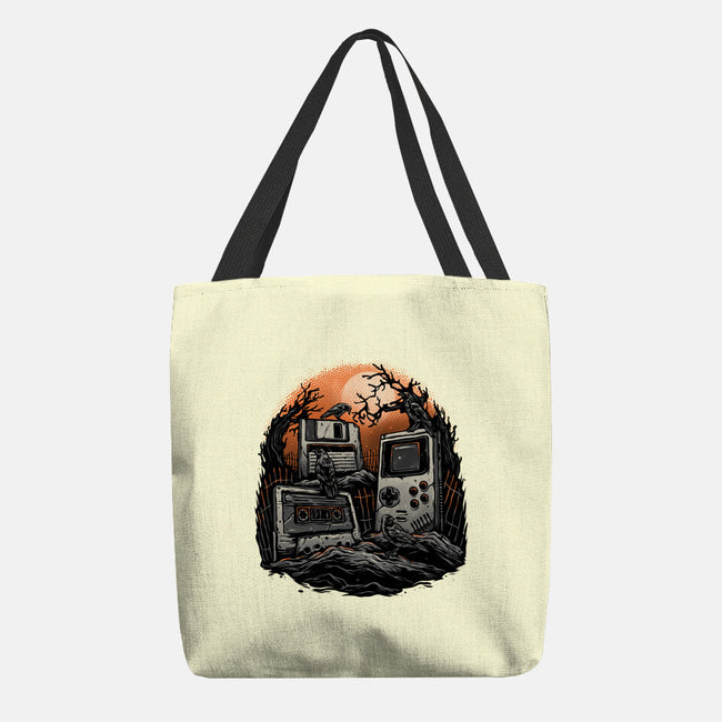 Retro Graveyard-None-Basic Tote-Bag-glitchygorilla