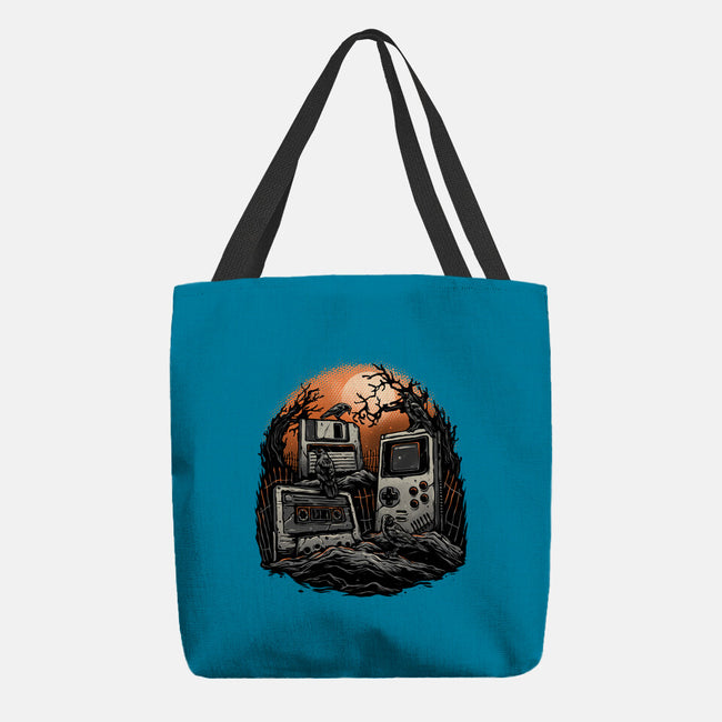 Retro Graveyard-None-Basic Tote-Bag-glitchygorilla