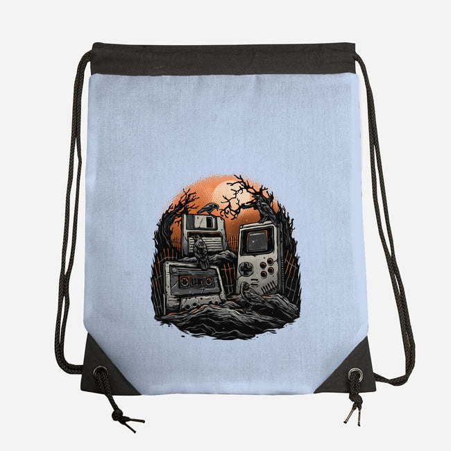 Retro Graveyard-None-Drawstring-Bag-glitchygorilla
