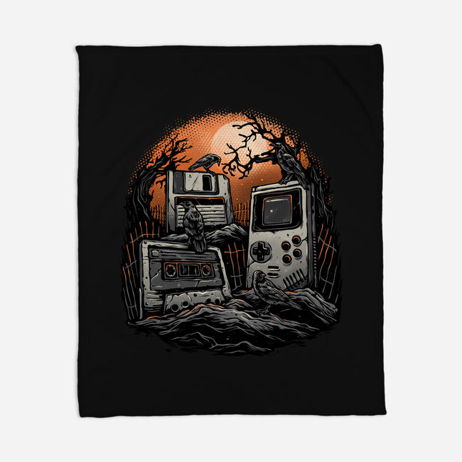 Retro Graveyard-None-Fleece-Blanket-glitchygorilla
