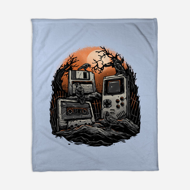 Retro Graveyard-None-Fleece-Blanket-glitchygorilla