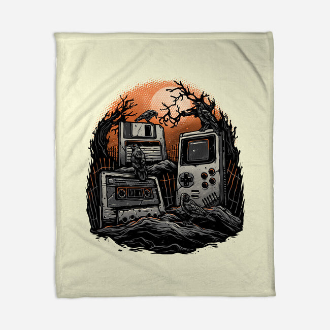 Retro Graveyard-None-Fleece-Blanket-glitchygorilla