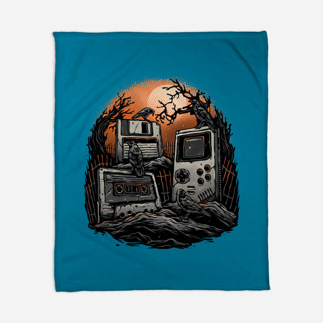 Retro Graveyard-None-Fleece-Blanket-glitchygorilla