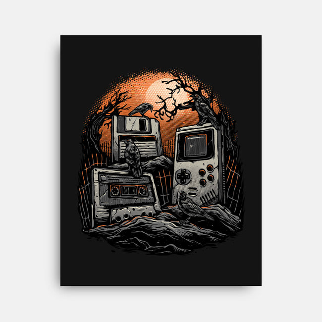 Retro Graveyard-None-Stretched-Canvas-glitchygorilla
