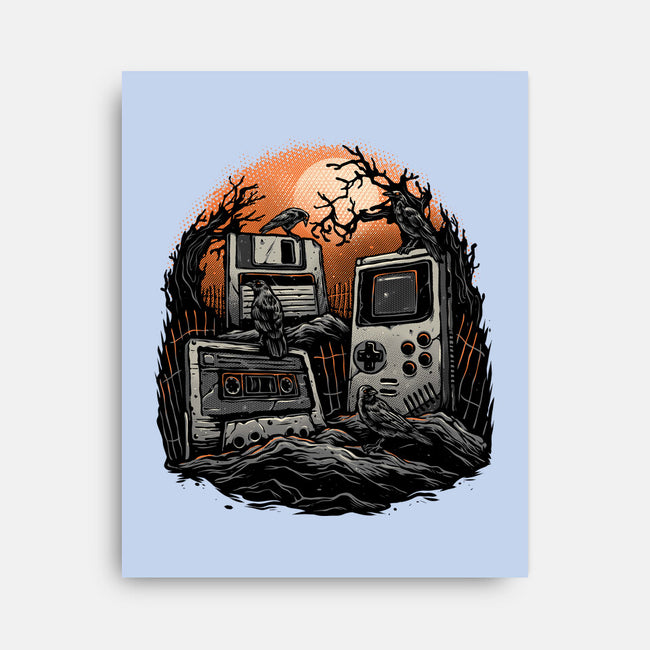 Retro Graveyard-None-Stretched-Canvas-glitchygorilla