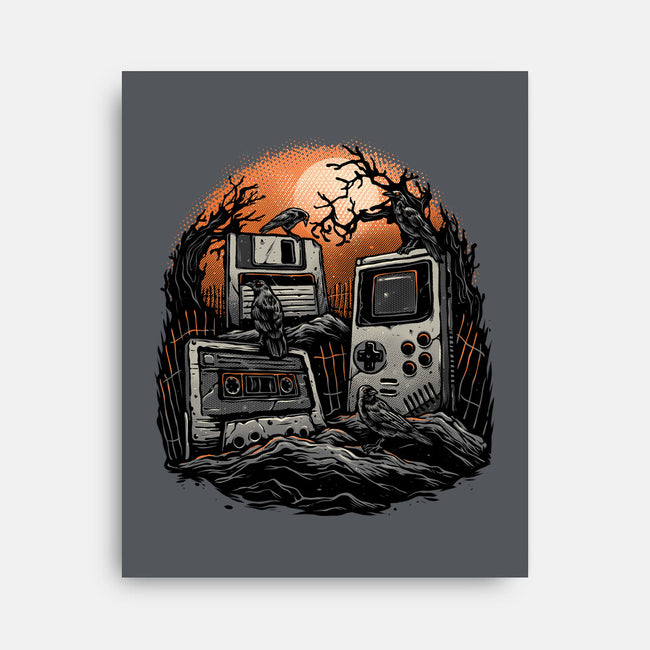 Retro Graveyard-None-Stretched-Canvas-glitchygorilla