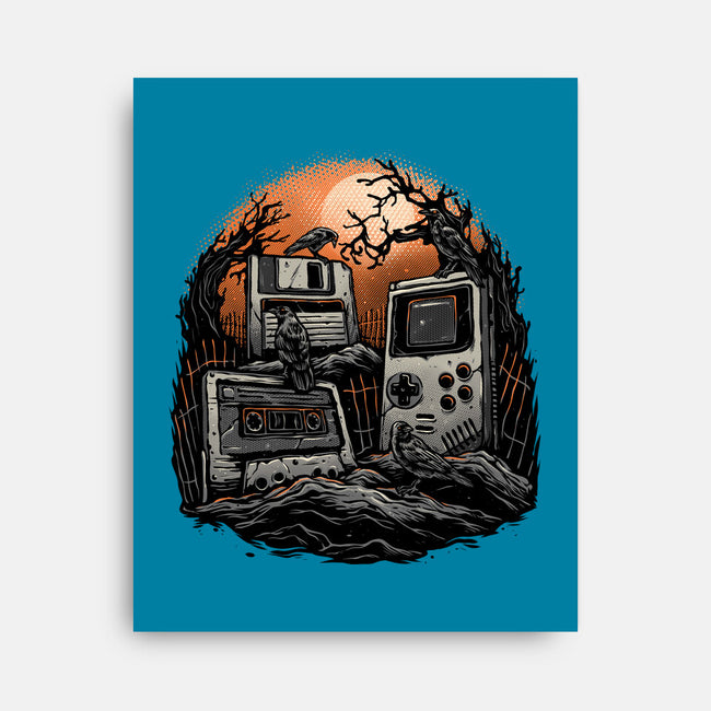 Retro Graveyard-None-Stretched-Canvas-glitchygorilla