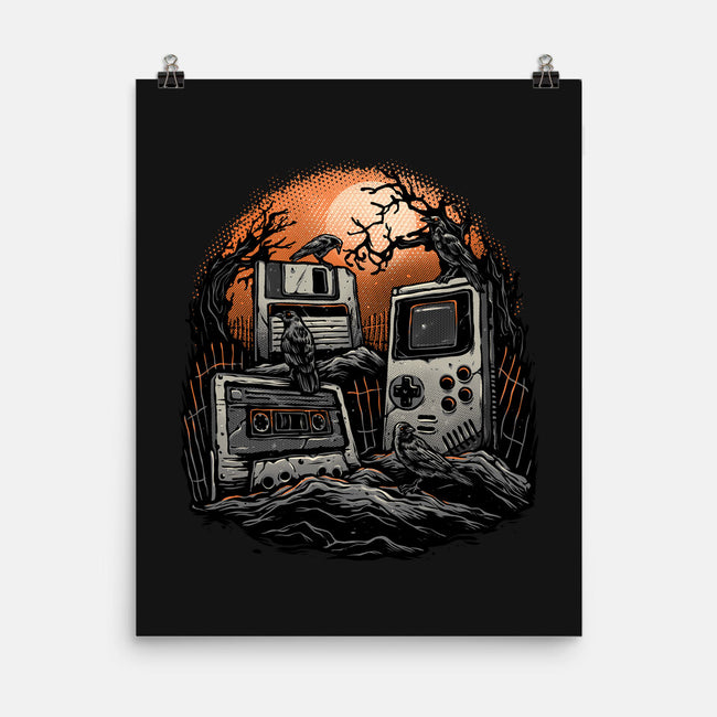 Retro Graveyard-None-Matte-Poster-glitchygorilla