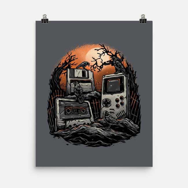 Retro Graveyard-None-Matte-Poster-glitchygorilla