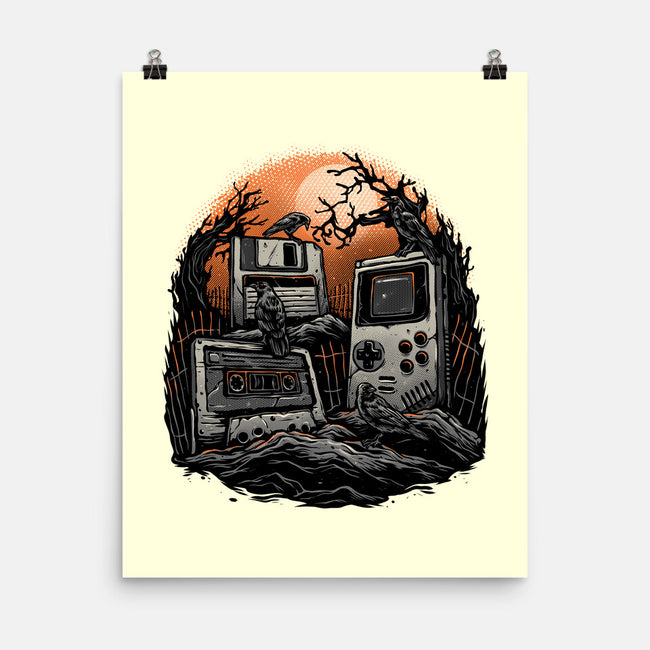 Retro Graveyard-None-Matte-Poster-glitchygorilla