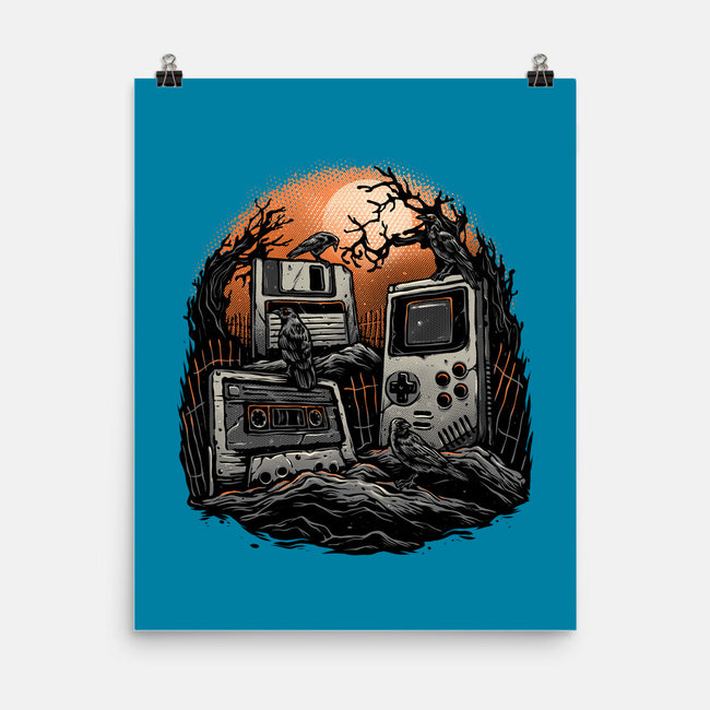 Retro Graveyard-None-Matte-Poster-glitchygorilla