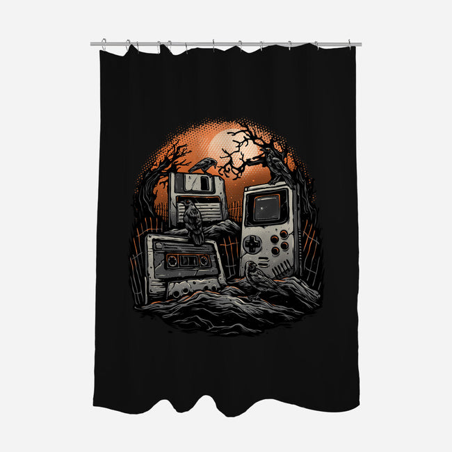 Retro Graveyard-None-Polyester-Shower Curtain-glitchygorilla