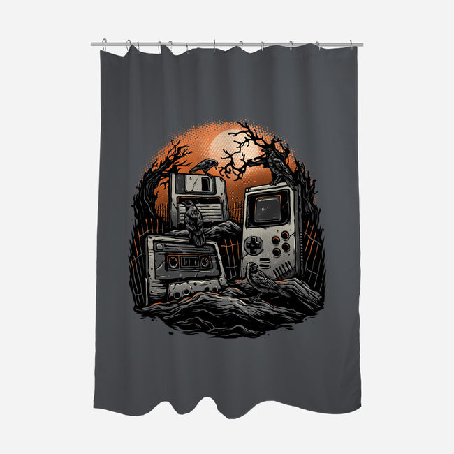 Retro Graveyard-None-Polyester-Shower Curtain-glitchygorilla