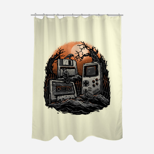 Retro Graveyard-None-Polyester-Shower Curtain-glitchygorilla