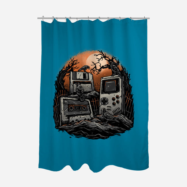 Retro Graveyard-None-Polyester-Shower Curtain-glitchygorilla