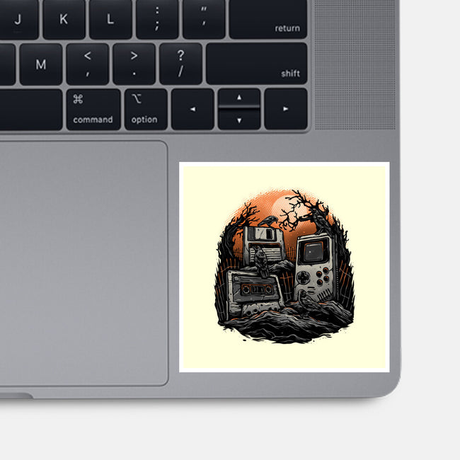 Retro Graveyard-None-Glossy-Sticker-glitchygorilla