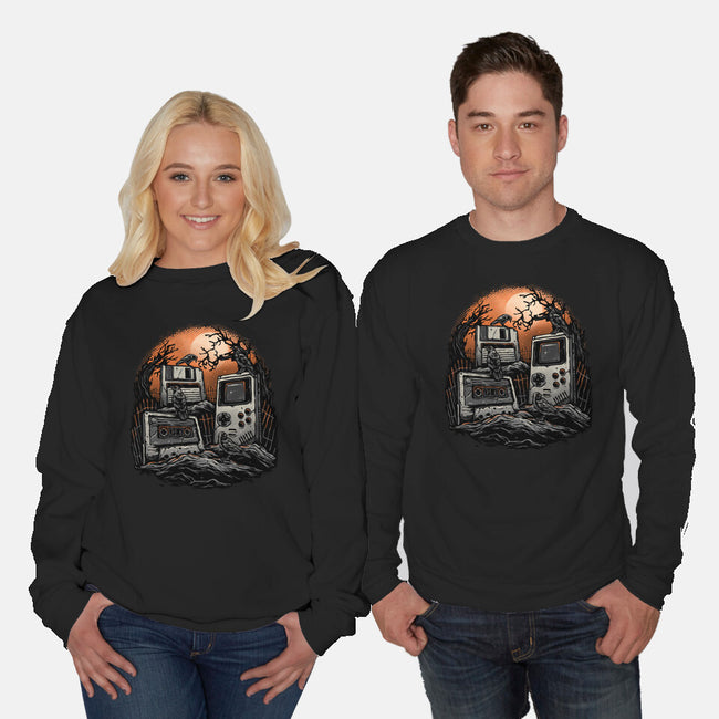 Retro Graveyard-Unisex-Crew Neck-Sweatshirt-glitchygorilla