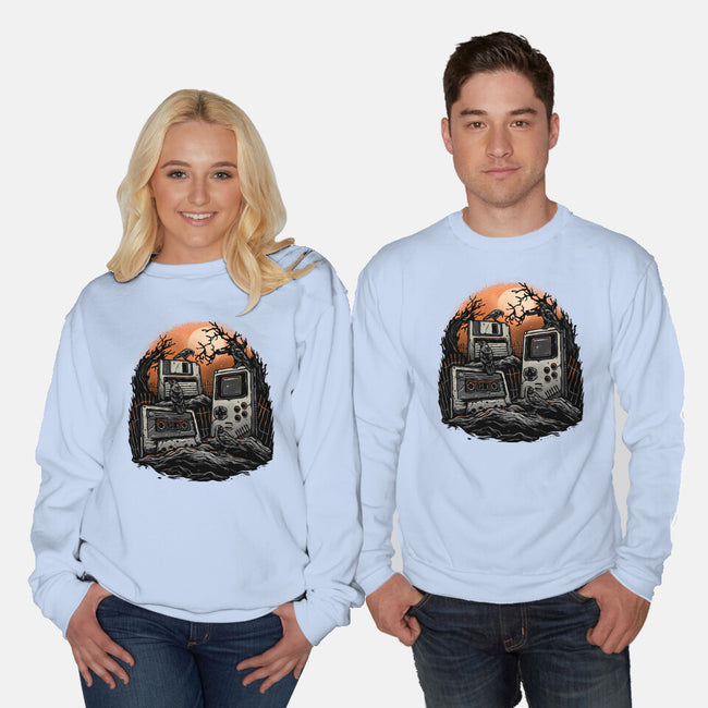 Retro Graveyard-Unisex-Crew Neck-Sweatshirt-glitchygorilla