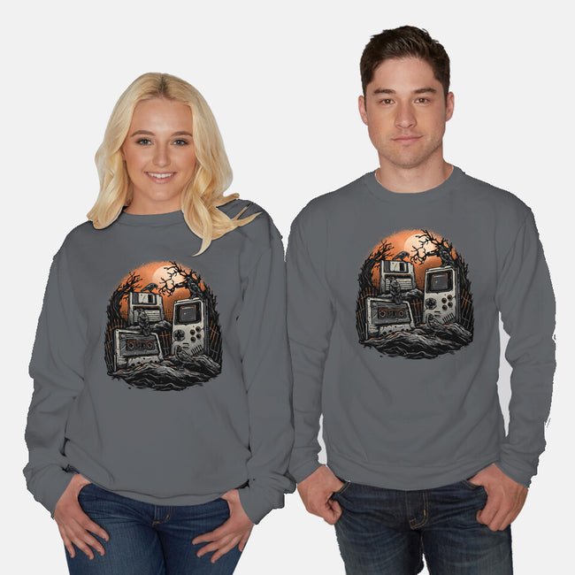 Retro Graveyard-Unisex-Crew Neck-Sweatshirt-glitchygorilla