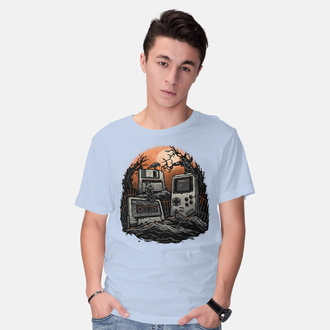 Retro Graveyard-Mens-Basic-Tee-glitchygorilla