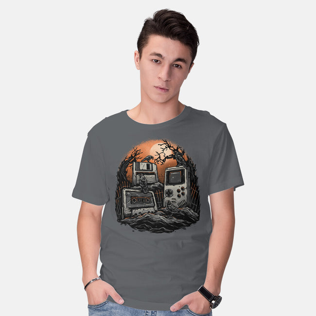 Retro Graveyard-Mens-Basic-Tee-glitchygorilla