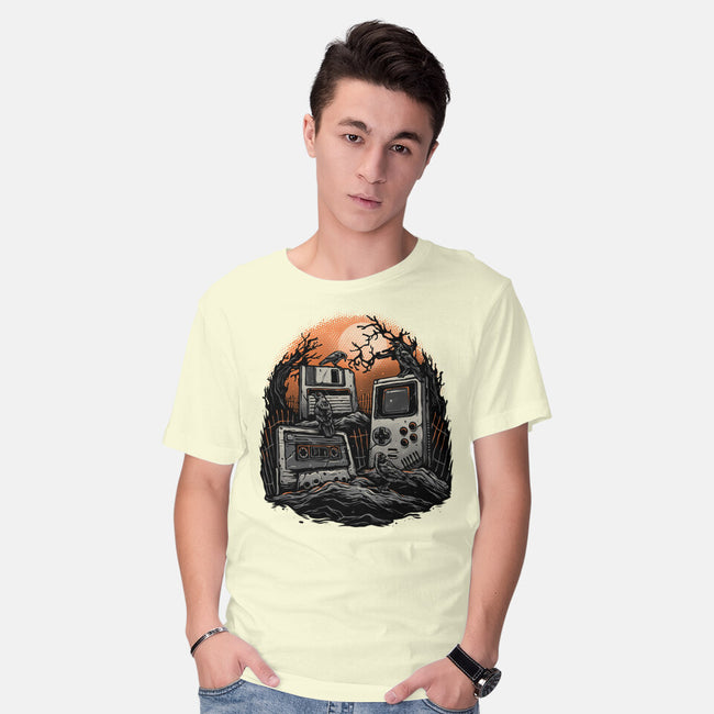 Retro Graveyard-Mens-Basic-Tee-glitchygorilla