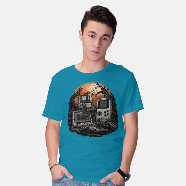 Retro Graveyard-Mens-Basic-Tee-glitchygorilla