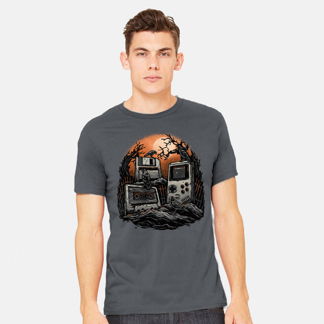 Retro Graveyard-Mens-Heavyweight-Tee-glitchygorilla