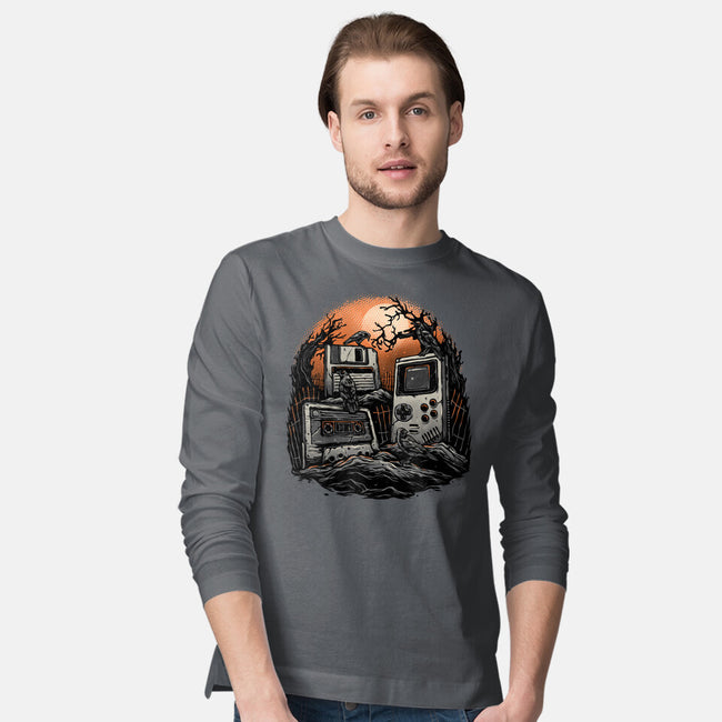Retro Graveyard-Mens-Long Sleeved-Tee-glitchygorilla