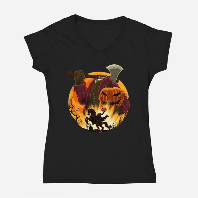 Galloping Hessian-Womens-V-Neck-Tee-rmatix