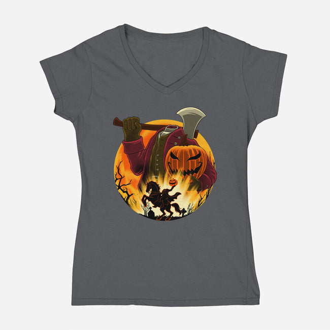 Galloping Hessian-Womens-V-Neck-Tee-rmatix