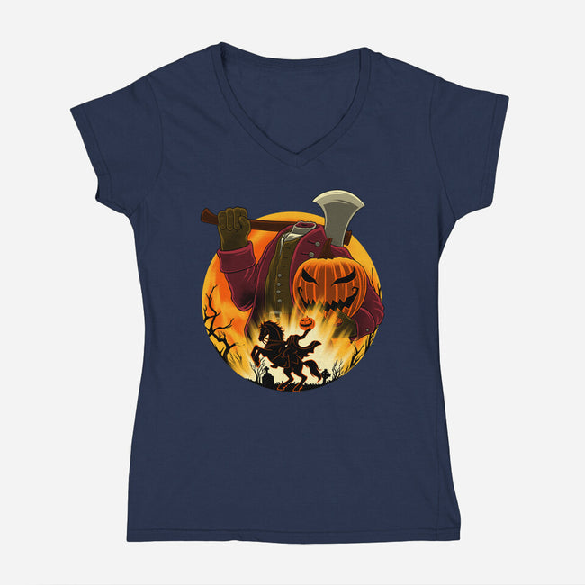 Galloping Hessian-Womens-V-Neck-Tee-rmatix