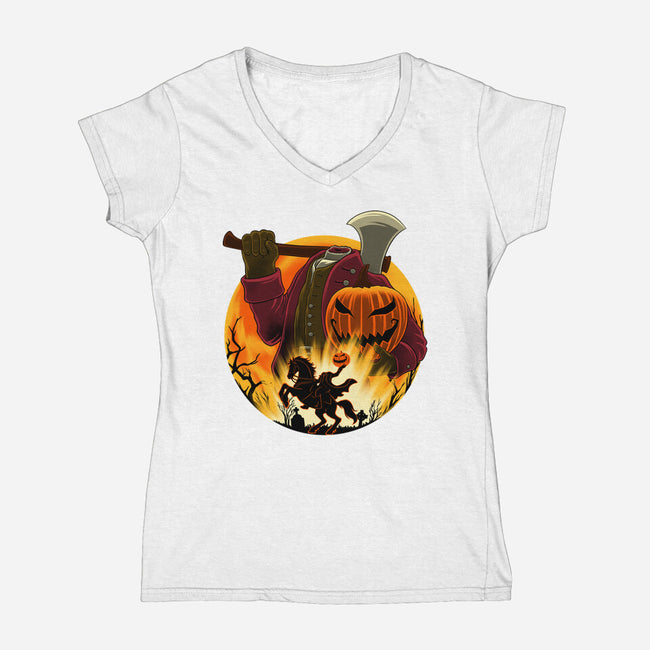 Galloping Hessian-Womens-V-Neck-Tee-rmatix