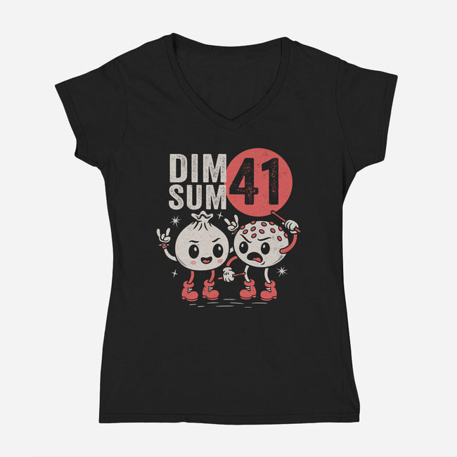 Dim Sum 41-Womens-V-Neck-Tee-Nemons