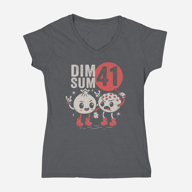 Dim Sum 41-Womens-V-Neck-Tee-Nemons