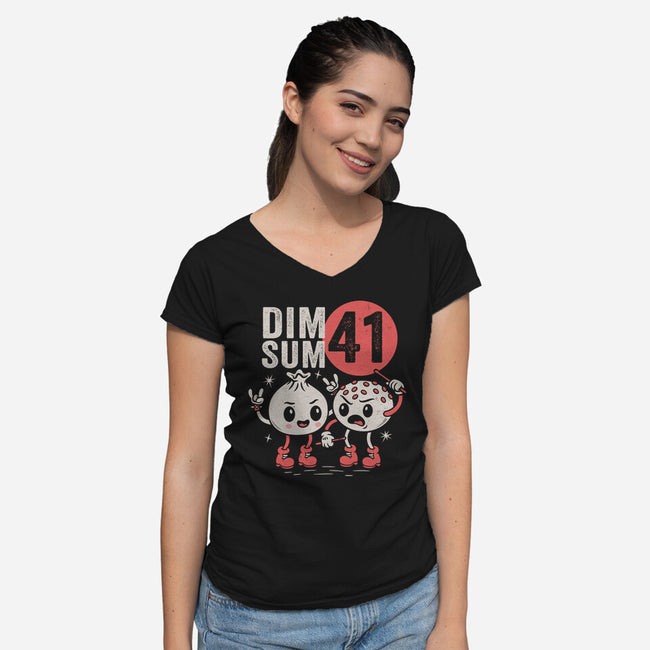 Dim Sum 41-Womens-V-Neck-Tee-Nemons