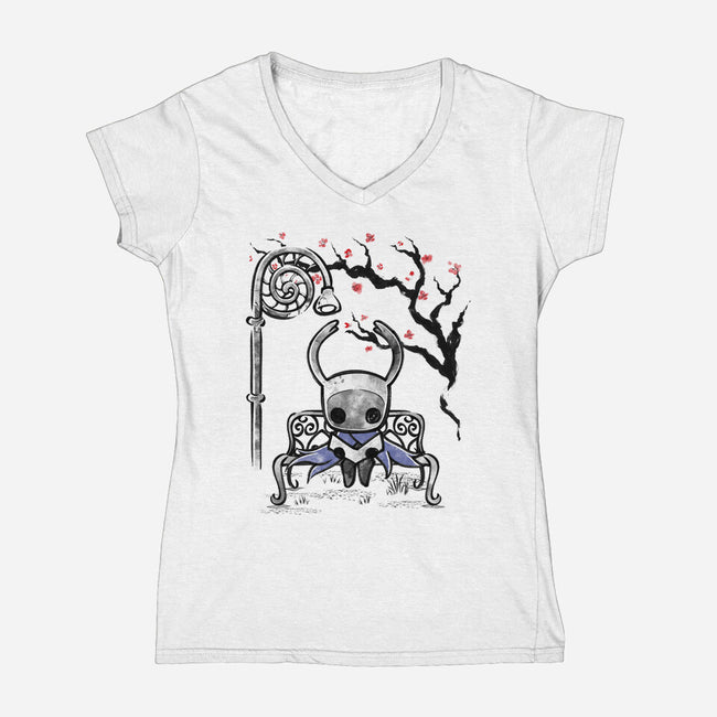 The Knight Sumi-E-Womens-V-Neck-Tee-Astrobot Invention