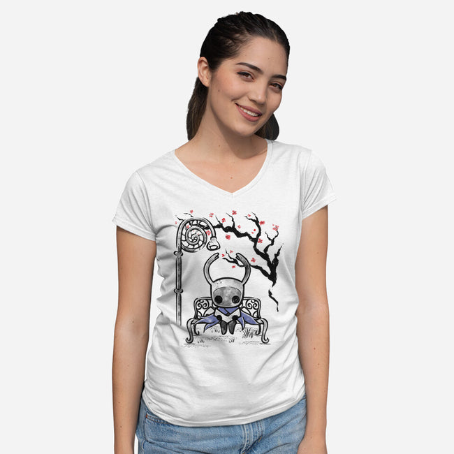 The Knight Sumi-E-Womens-V-Neck-Tee-Astrobot Invention