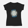 Hourglass Cat-Womens-V-Neck-Tee-Freecheese