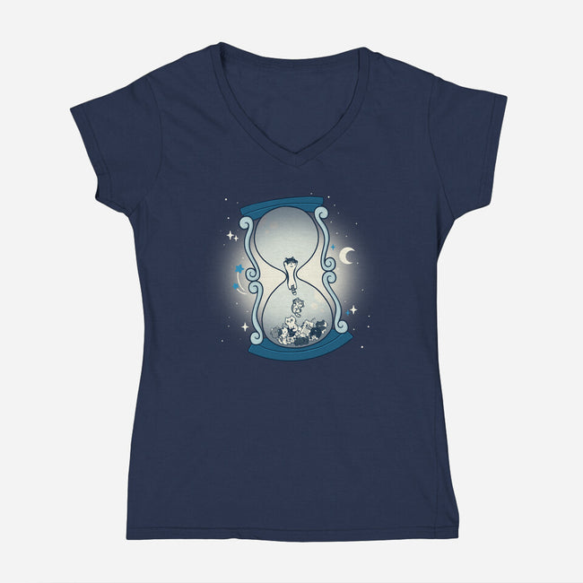 Hourglass Cat-Womens-V-Neck-Tee-Freecheese