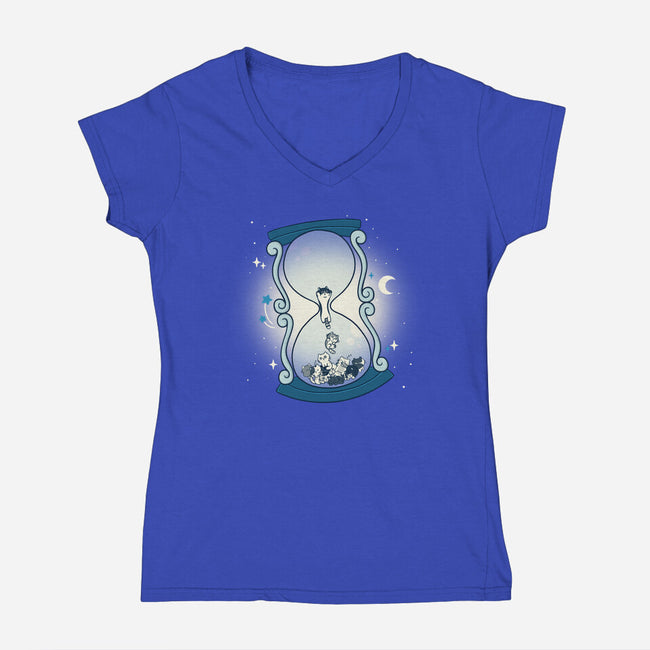Hourglass Cat-Womens-V-Neck-Tee-Freecheese