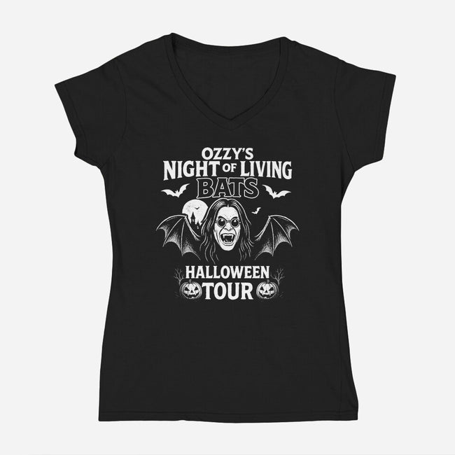 Night Of Living Bats-Womens-V-Neck-Tee-Boggs Nicolas