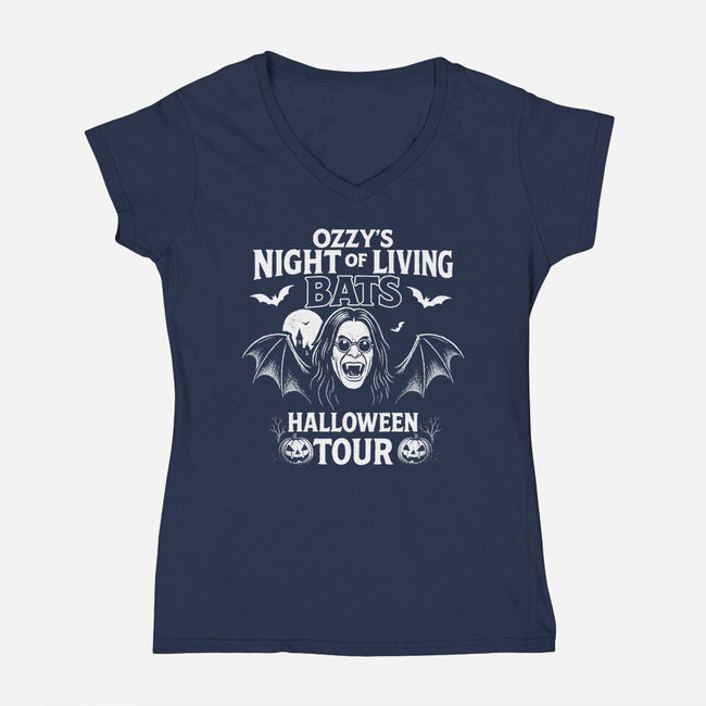 Night Of Living Bats-Womens-V-Neck-Tee-Boggs Nicolas