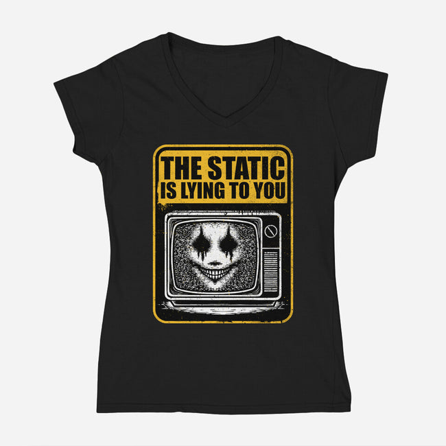 Horror Signs Shadow Static-Womens-V-Neck-Tee-Studio Mootant