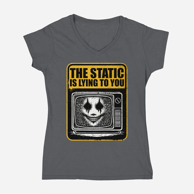 Horror Signs Shadow Static-Womens-V-Neck-Tee-Studio Mootant